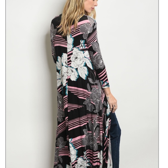 ❤️LAST NEW S High Low Jersey Tunic Top Black Floral - Picture 3 of 3